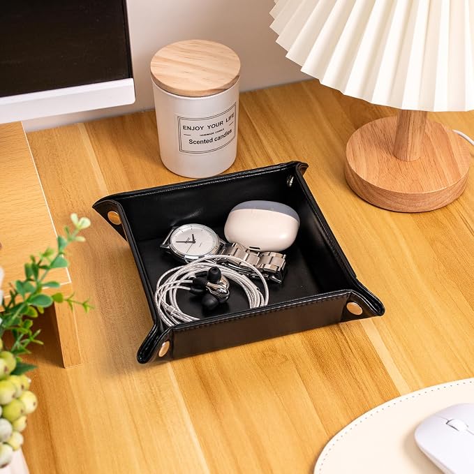 PU Leather Valet Tray for Mens and Women Catchall Tray for Keys, Jewelry Small - Image 6