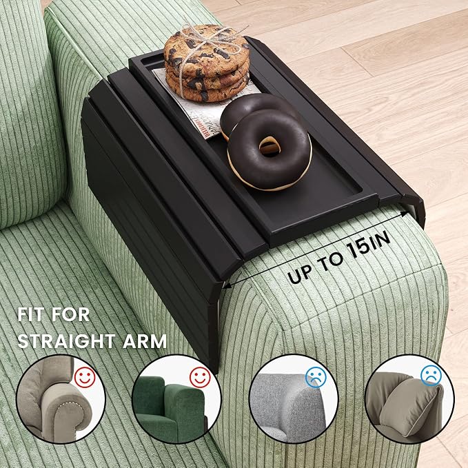 Sofa Arm Tray, Bamboo Folding Couch Arm Tray, Sofa Armrest Trays - Image 3