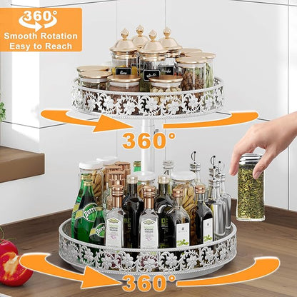 2 Tier Lazy Susan Organizer Turntable, 12 Inch, Easy Assembly & Cleaning - Image 2
