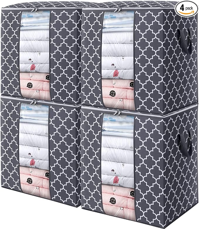 WISELIFE Storage Bags 4 Pack/100L Large Blanket Clothes Organization and by WiseLife