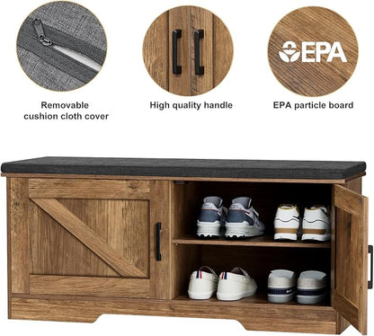 HOMSHO Farmhouse Shoe Storage Bench - Image 7