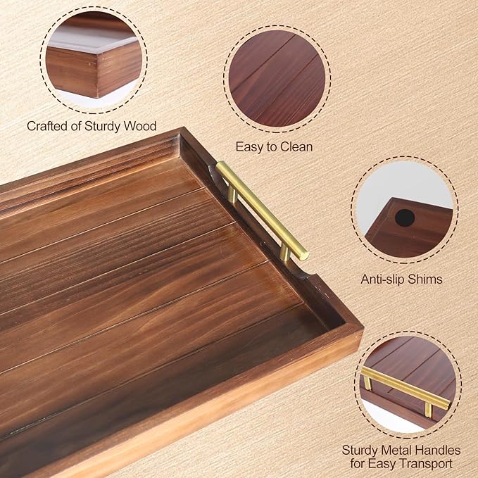 SXNOWS Large Wooden Serving Tray - Image 2