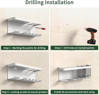 Hair Dryer Holder Wall Mounted Adhesive/Drilling, Hair Dryer Storage Organizer - Image 8