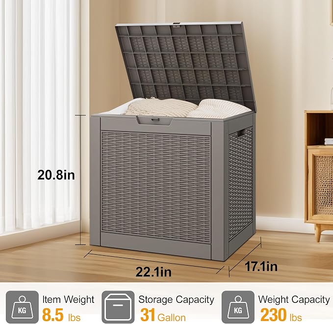 30 Gallon Outdoor Storage Deck Box Waterproof, Garden Tool, Backyard Cushion - Image 2