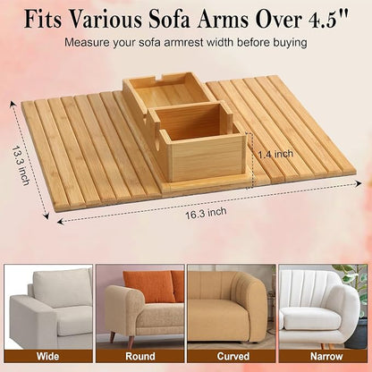 Bamboo Couch Cup Holder for Phone, Remote - Image 4