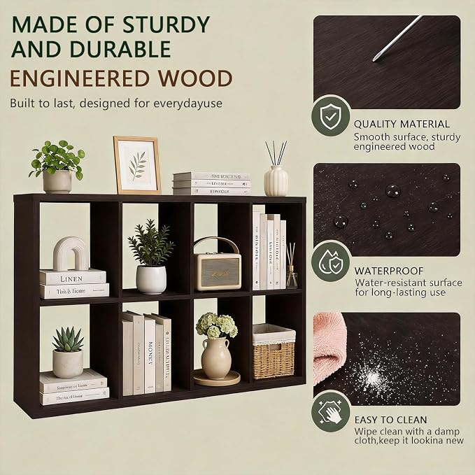 CTESNE【Wooden Thick Frame 8 Cube Storage Organizer Shelf - Image 4