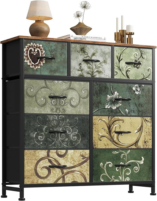 DUMOS 9 Drawer Dresser for Bedroom, Storage Organizer Chest of Drawers | Fabric by DumosLifestyle