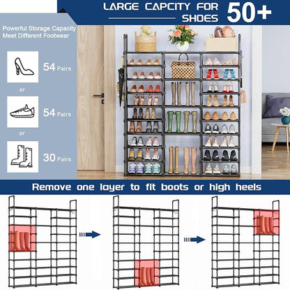 Mavivegue 10 Tiers Shoe Rack Tall Shoe Organizer Shoe Storage 55-65 Pairs - Image 5