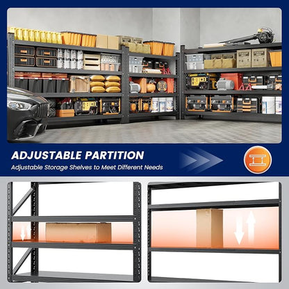 Yizosh 79" W Metal Garage Storage Shelves, 7000LBS Heavy Duty 4-Shelf - Image 4