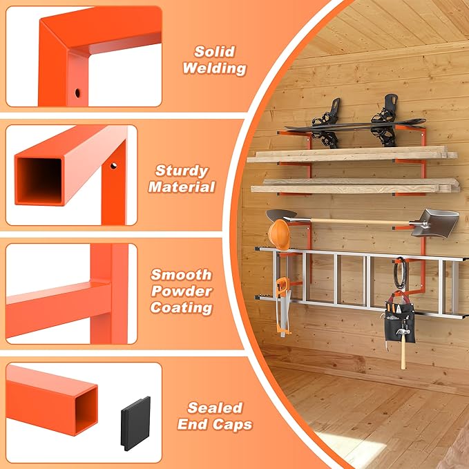 Ultrawall Lumber Storage Rack Wall Mount Wood Storage Racks, Metal Wood - Image 5