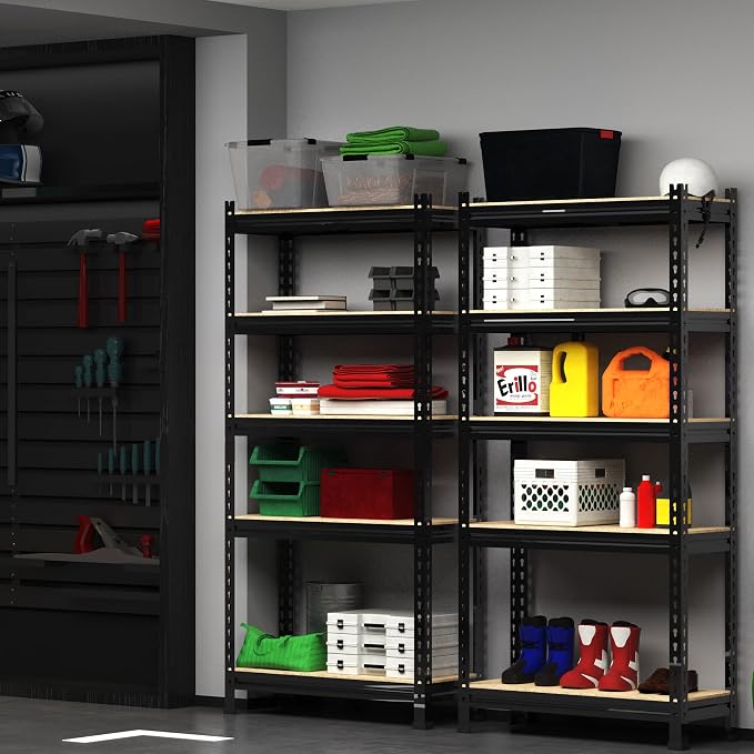 PrimeZone Storage Shelves, 27.5" W X 12" D X 59" H Adjustable Metal Heavy Duty - Image 2