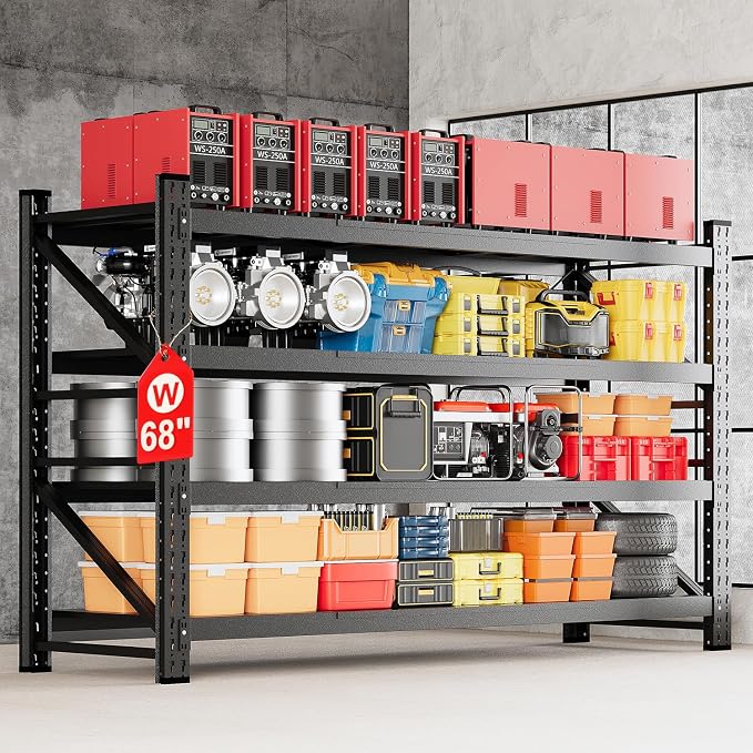 MIIIKO 68" W Storage Shelves, 7500LBS Metal Garage Storage Shelving, Heavy Duty by MIIIKOOfficeFurniture