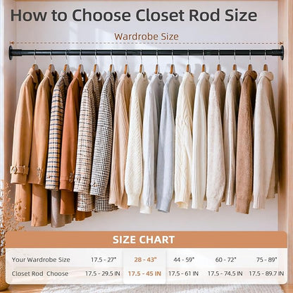 STORAGE MANIAC Closet Rods for Hanging Clothes 17.5 to 45 Inches Heavy Duty - Image 6