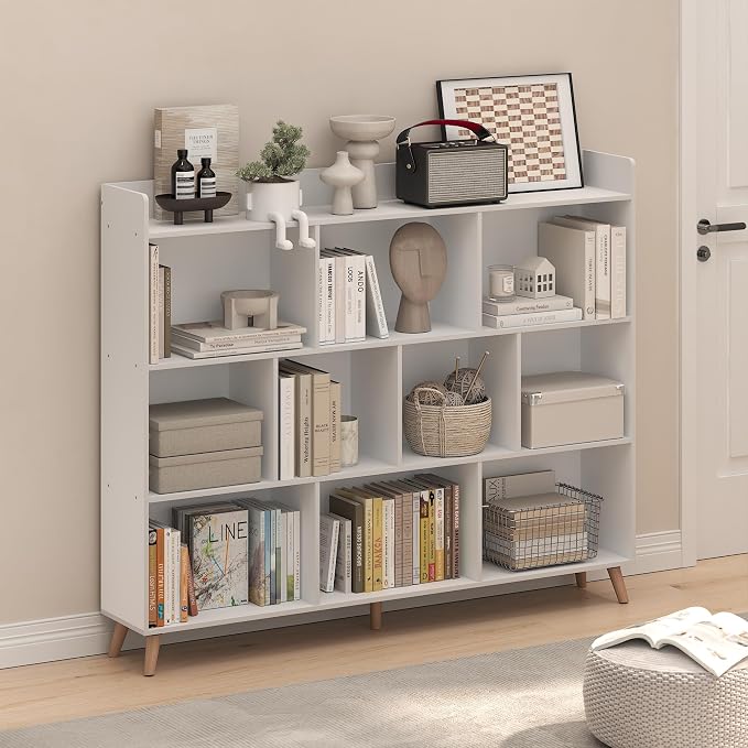 Furinno Claude Book Shelf, 10-Cube Mid Century Style Bookshelf, Storage - Image 2
