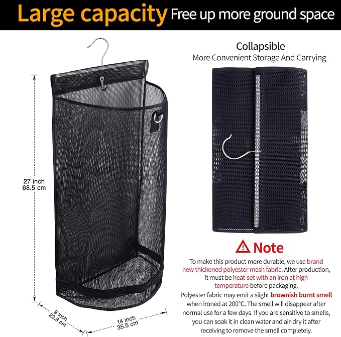 Hanging Collapsible Mesh Laundry Hamper - Image 2