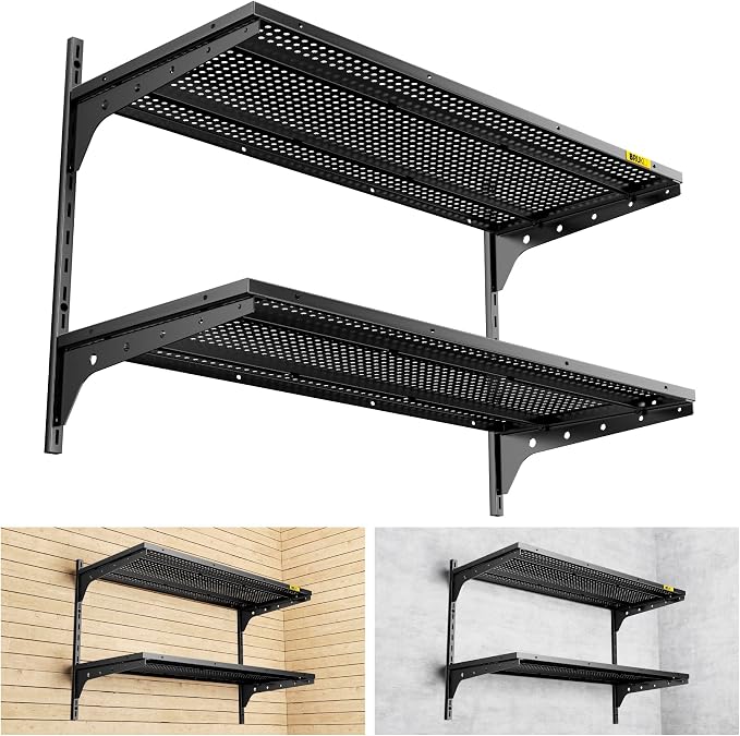 2 Tier 1.3x3ft Garage Shelving Wall Mounted, 15.6x36inch per Shelf Height by Unknown