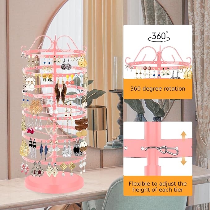 17Dec 6 Tier Rotating Jewelry Organizer Stand, 230 Holes Earring Holder - Image 4