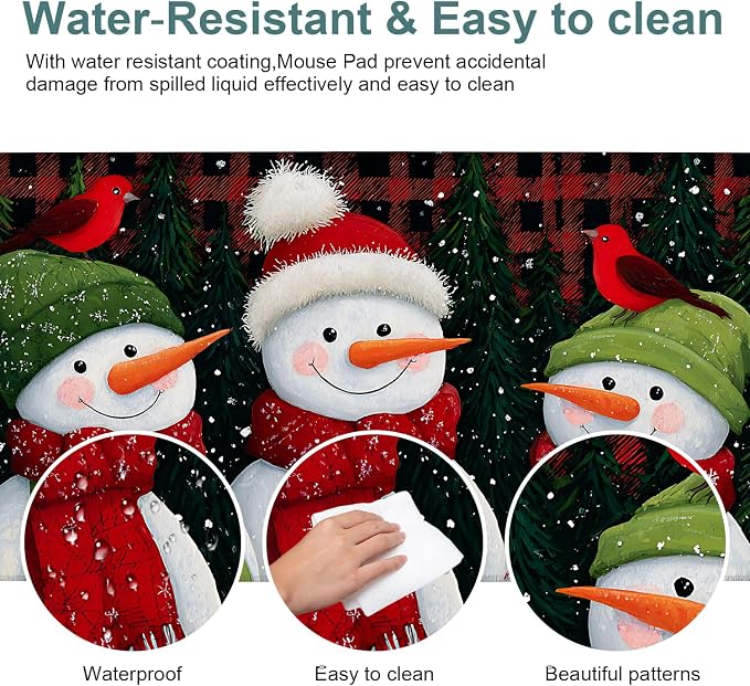 Three Snowmen Gaming Mouse Pad 35.4"x15.7"Desk Mat Anti-Slip Rubber Base & - Image 4