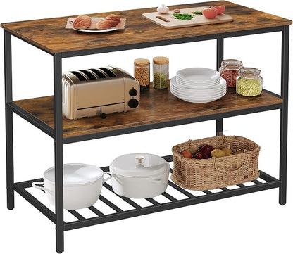 VASAGLE Kitchen Island with 3 Shelves, 47.2 Inches Width Kitchen Shelf with by VASAGLEbySONGMICSHOME