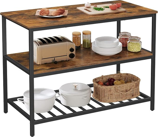 VASAGLE Kitchen Island with 3 Shelves, 47.2 Inches Width Kitchen Shelf with by VASAGLEbySONGMICSHOME