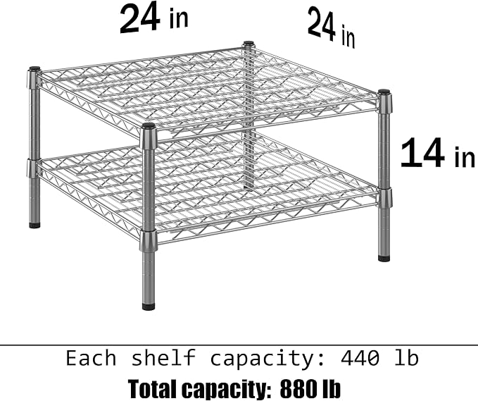24" Deep x 24" Wide x 14" Height Wire Shelving Kit | 2-Tier | NSF Commercial - Image 3