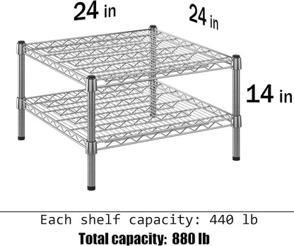 24" Deep x 24" Wide x 14" Height Wire Shelving Kit | 2-Tier | NSF Commercial - Image 3