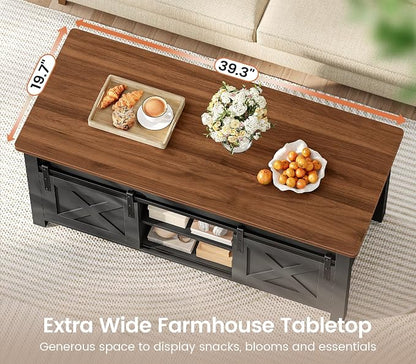 SEDETA Lift Top Coffee Table, Farmhouse Lift Tabletop Dining Table, Gas Spring - Image 4