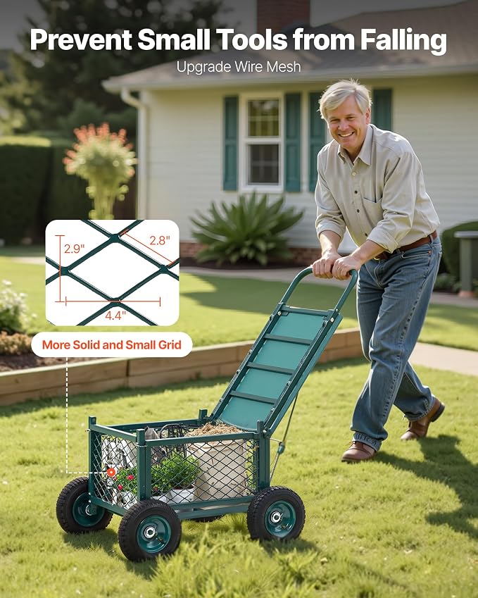 VEVOR Rolling Garden Cart with Seat, Metal Rolling Garden Work Seat with Wheels - Image 5