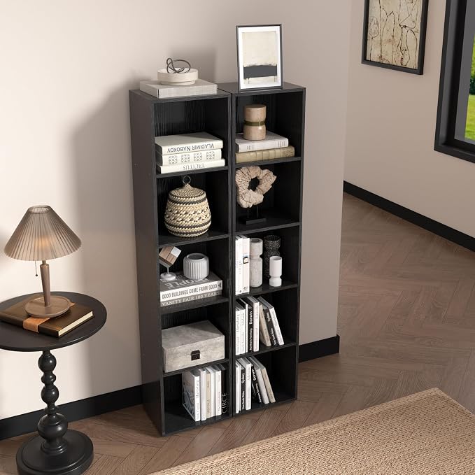 5-Tier Wooden Cube Storage Organizer, 52 Inch Tall Bookcase & Display Shelf - Image 8