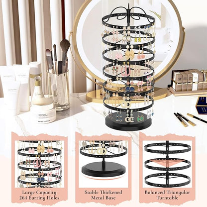 iDavosic.ly 6 Tier Metal Rotating Earring Holder Organizer Stand, Display Tree - Image 4