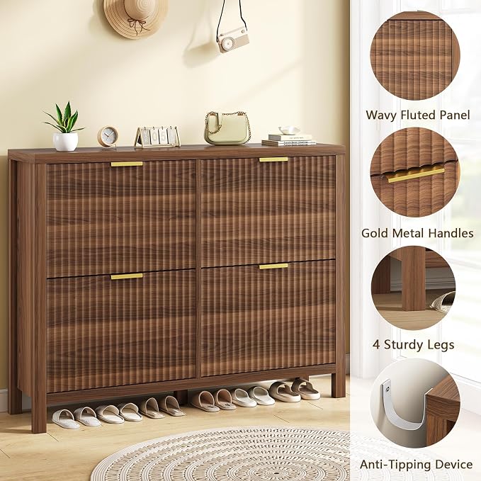47" Fluted Shoe Cabinet Stoarge - Image 6