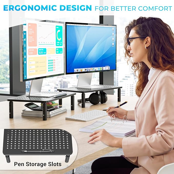 BONTEC 1 Pack 3 Height Adjustable Monitor Stand Riser - Image 6