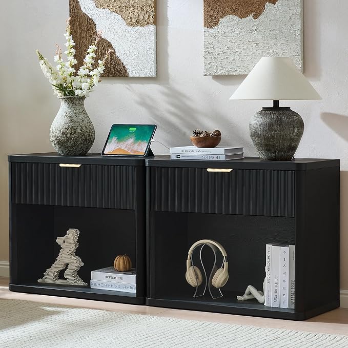 LEYAOYAO 31" Wide Fluted Nightstand Set of 2 by LEYAOYAO-Findtheshiningpointofyourideallife%EF%BC%81
