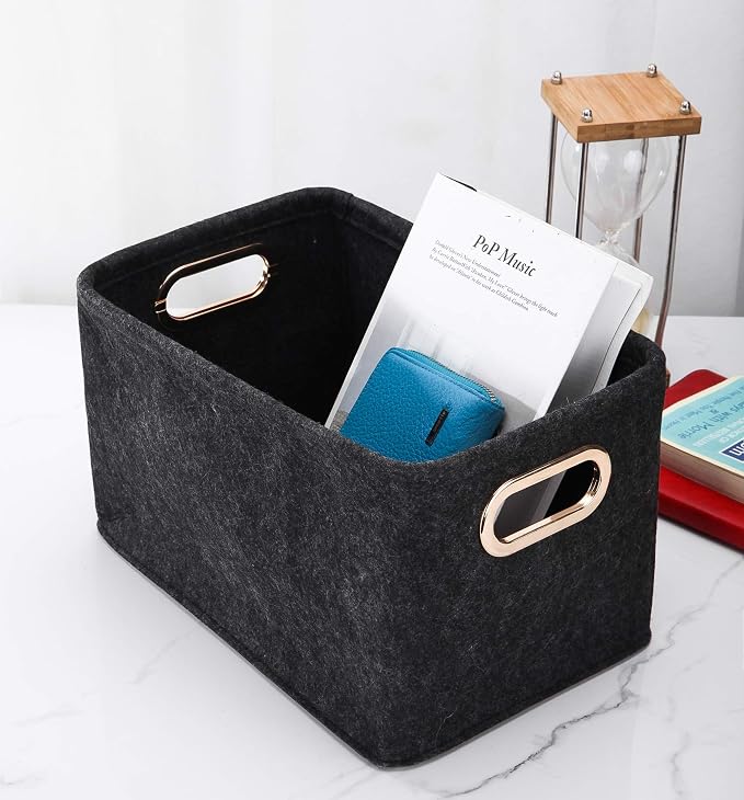 Collapsible Storage Bins Foldable Felt Fabric Storage Basket Organizer Boxes - Image 3