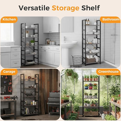 DUMOS 5-Tier Bookshelf, Modern Tall Bookcase Book Shelf | Open Storage Display - Image 5