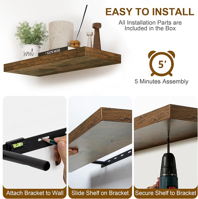 Fun Memories Floating Shelves for Wall, 8 Inch Deep Floating Wall Shelf - Image 8