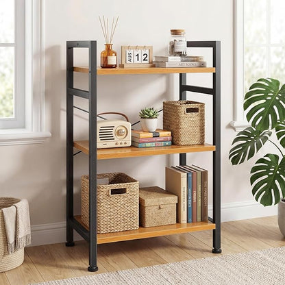 DUMOS 3 Tier Bookshelf, Home Office Bookcase Shelf Storage Organizer | Free - Image 2