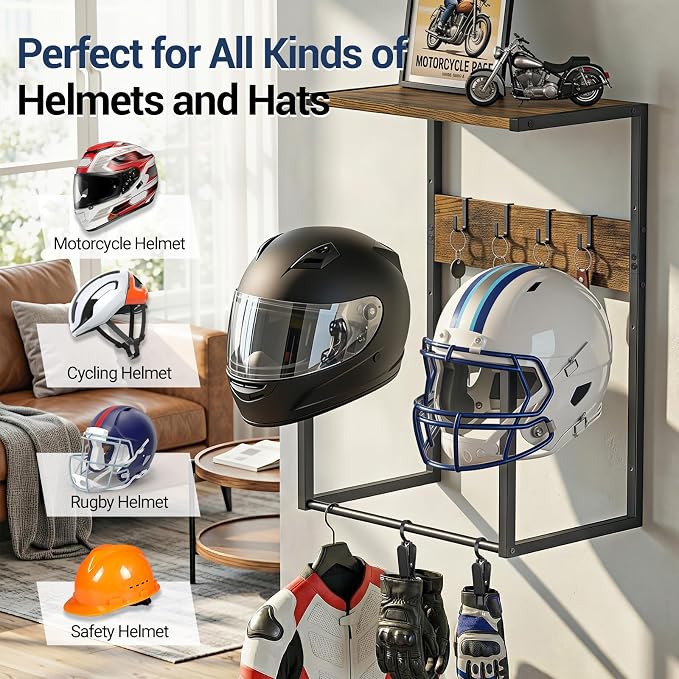 Housolution Motorcycle Helmet Wall Mount, Helmet Holder - Image 3