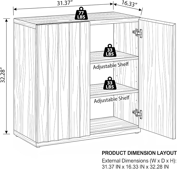 VividVibe Wide Fluted Sideboard Buffet Cabinet - Image 2