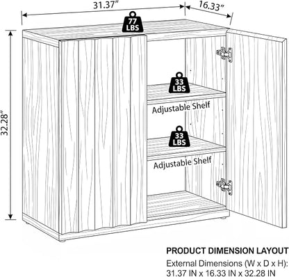 VividVibe Wide Fluted Sideboard Buffet Cabinet - Image 2