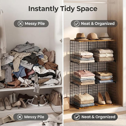 Free-standing Sturdy Tall 6-Cube Closet Organizer Storage Wire Basket Shelf - Image 8