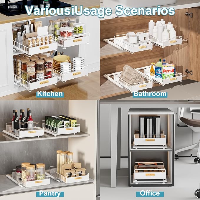 Under Sink Organizer, Kitchen Pull Out Cabinet Organizer, Mute Slide Out Metal - Image 2