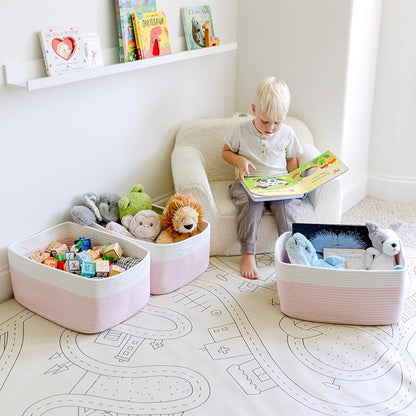 NaturalCozy Storage Baskets 16.8”x13”x7.6” Cotton Rope Woven Baskets - Image 3