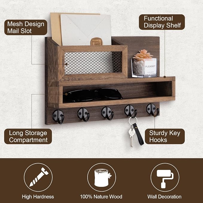 Key Holder for Wall, Mail Organizer Wall Mount - Image 2