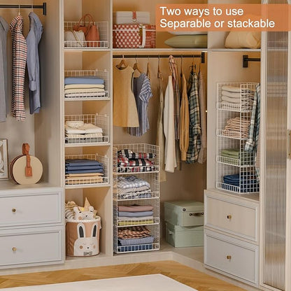 4-Tier Stackable Closet Organizers and Storage Basket, Foldable Closet Shelf - Image 2