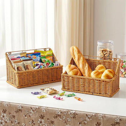 OwnMy 2PCS Plastic Wicker Hanging Basket Wall Mount Fruit Storage Baskets | - Image 9
