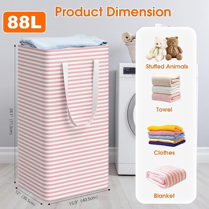 3 Pack Large Laundry Basket, Waterproof & Freestanding Laundry Hamper, - Image 2
