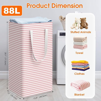 3 Pack Large Laundry Basket, Waterproof & Freestanding Laundry Hamper, - Image 2