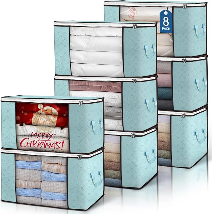 Budding Joy 90L Large Storage Bags, 8 Pack Clothes Storage Bins Foldable Closet by BuddingJoy-BuildaJoyfulLifeforYou