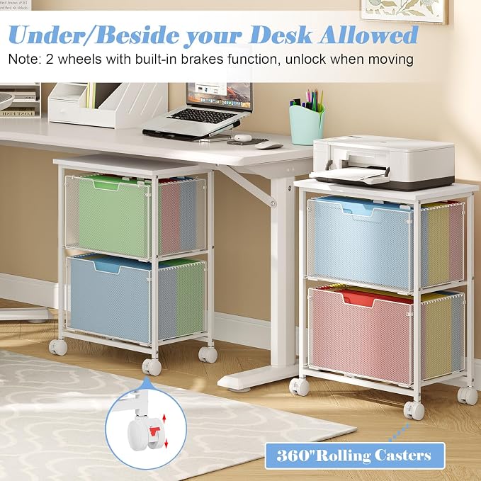 Sbanmao Letter/Legal Rolling File Cabinet, Rolling File Cart - Image 3